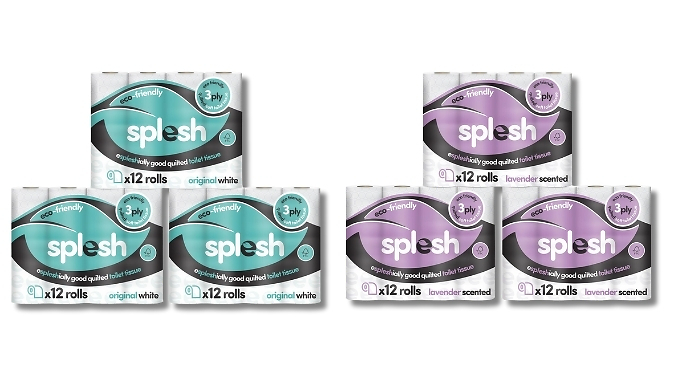 Splesh Eco-Friendly Toilet Roll- 24-72 Pack & Lavender or White