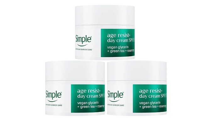 3-Pack of Simple Age Resist+ Day Cream Moisturiser - 50ml