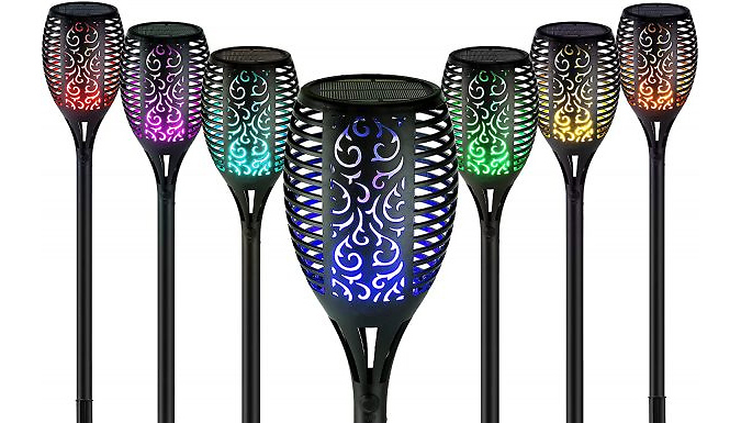 2, 4 or 8 Solar LED Flickering Flame Torch Lights – 4 Colours