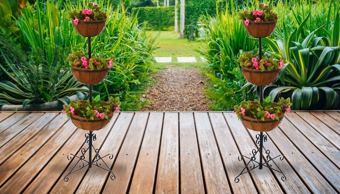 3-Tier Flower Fountain Planter with Coco Liners