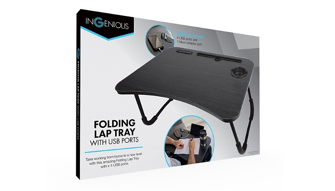 Folding Lap Desk Tray with USB Ports