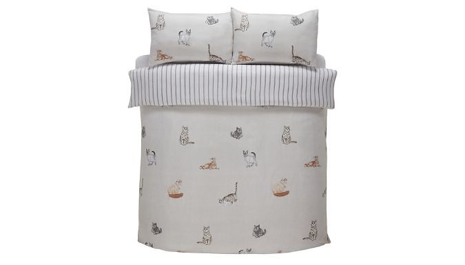 Cat & Stripes Reversible Bedding Set - Single, Double & King!