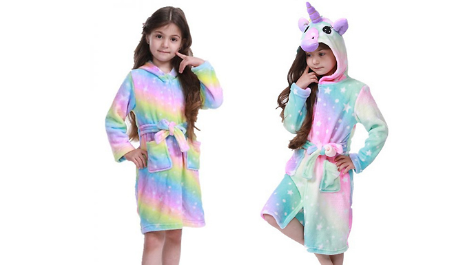 Kids' Unicorn Hooded Bathrobe - 3 Colours & 5 Sizes