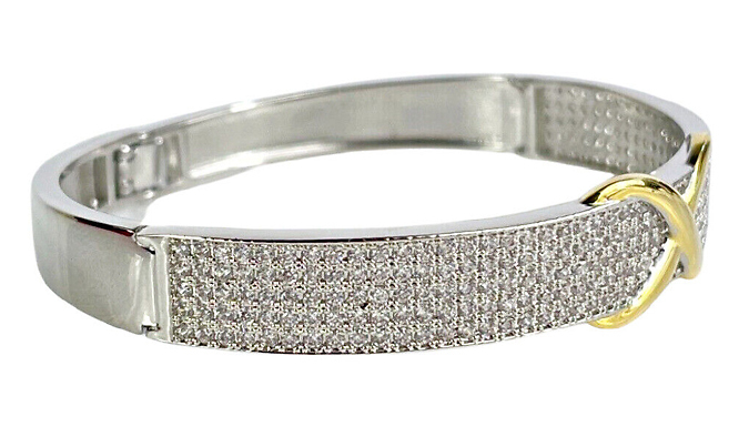 Infinity Bow Created Diamond Thick Bangle