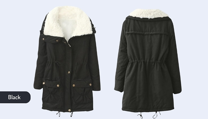 Women's Fleece-Lined Winter Parka Coat - 5 Colours & 6 Sizes