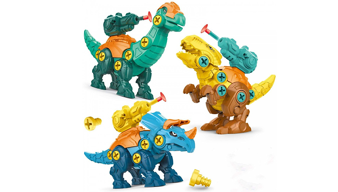 DIY Dinosaur Assemble Toy with Launcher - 3 Designs