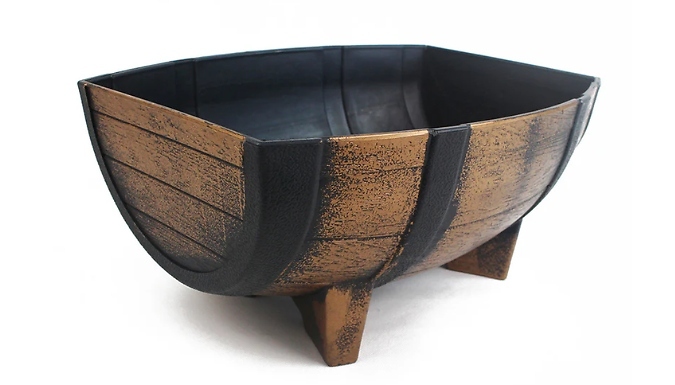 Wooden Barrel-Shaped Flower Pot