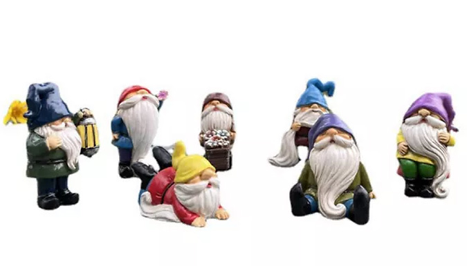 7-Piece Mini Garden Gnome Figurine Set