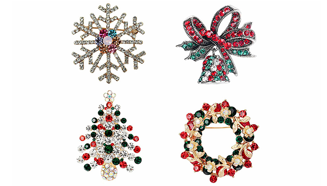 Christmas-Themed Metal Brooch - 4 Designs