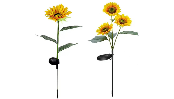 Garden Solar Sunflower LED Light - 1 or 3 Heads