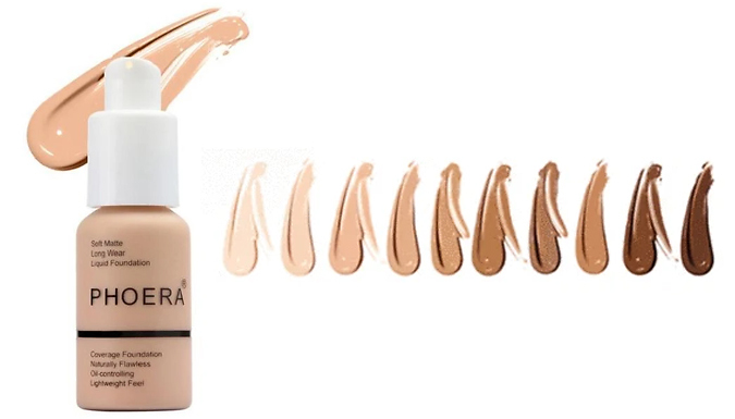 1 or 2-Pack of Phoera Flawless Matte Liquid Foundation – 10 Colours Deal Price £5.99