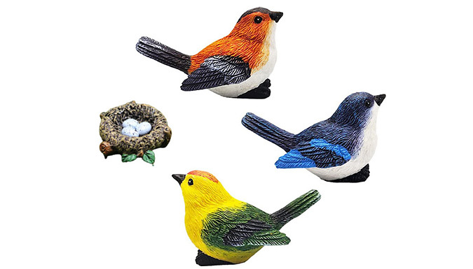 4-Piece Garden Bird & Nest Ornament Set