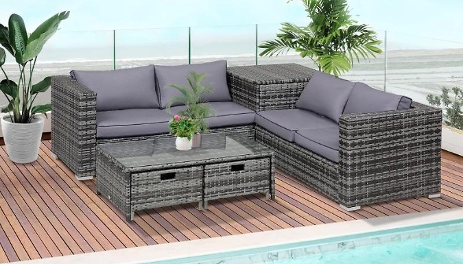 Outsunny 4-Piece Rattan Patio Sofa Furniture Set