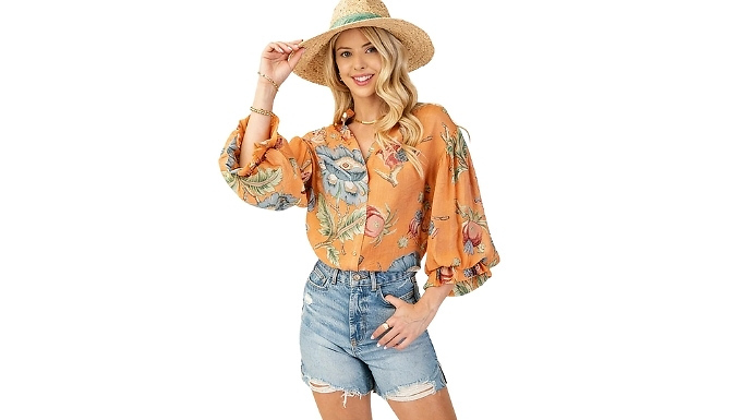 Women's Floral Print Blouse Shirt - 3 Colours & 5 Sizes