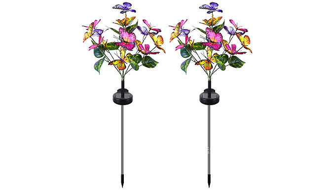 2x Solar Powered Butterfly LED Garden Lights