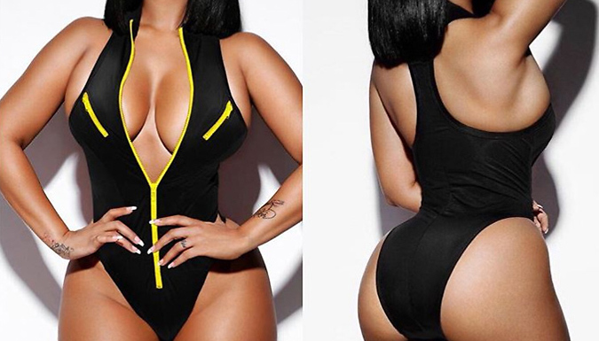 Zipper One Piece Swimsuit - 4 Colours & 4 Sizes