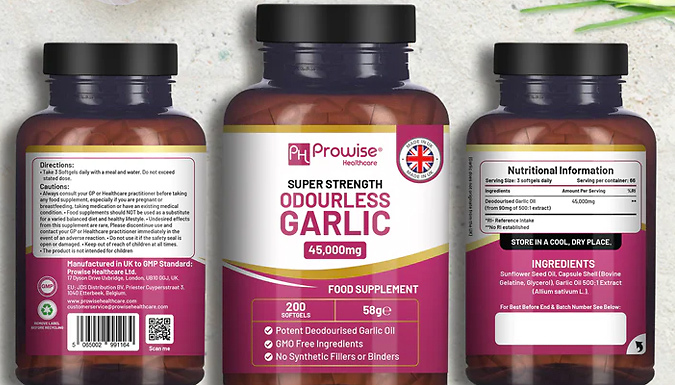 200 High Strength Odourless Garlic Capsules - 6-Month Supply!