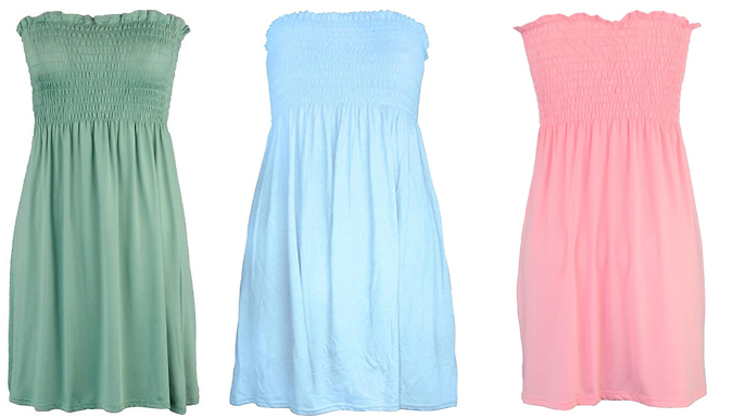 Bandeau Strapless Mini Dress - 6 Colours & 4 Sizes