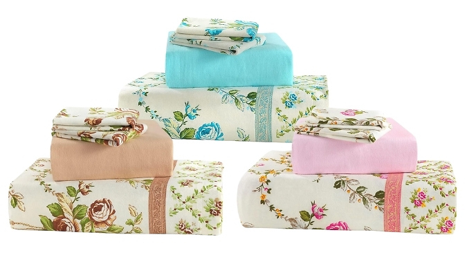Olivia Floral Brushed Cotton Bedding Set With Pillowcases, Sheet & Duvet Cover - 3 Colours