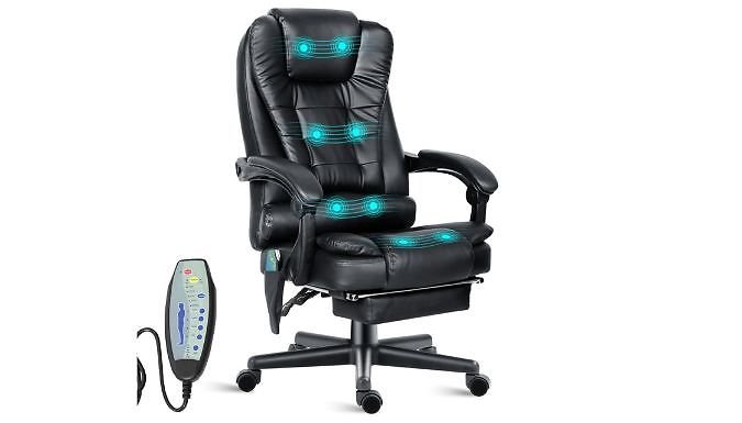 8 Point Pulsing Reclining Swivel Chair with Footrest