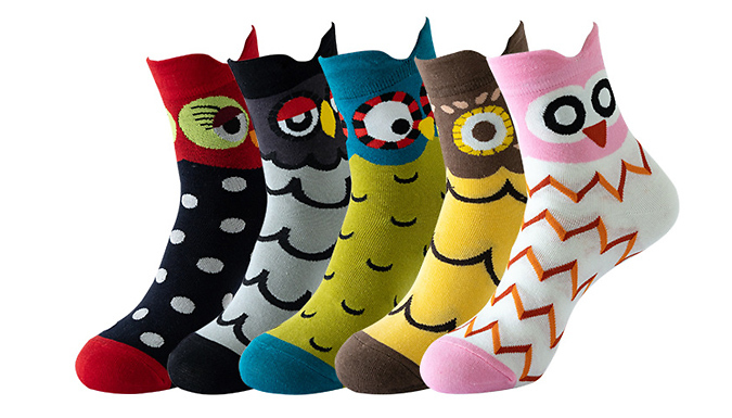 5 Pairs of Women’s Cute Cotton Animal Socks - 4 Designs