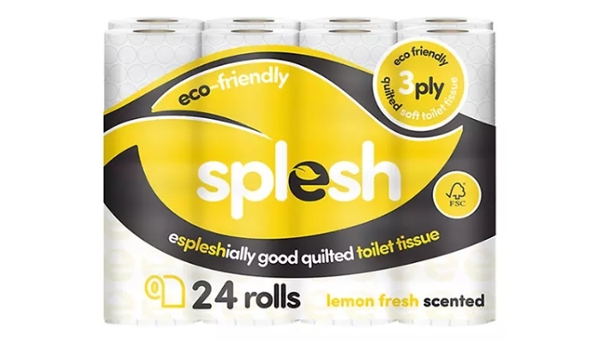 Splesh Eco-Friendly Lemon 3-Ply Toilet Paper - Up to 72 Rolls!