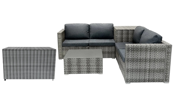 6-Piece Serafina Rattan Modular Furniture Set with 996L Storage Box