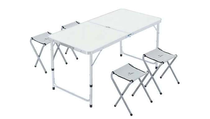 Portable Folding Aluminium Dining Table Set - Table & 4 Stools!