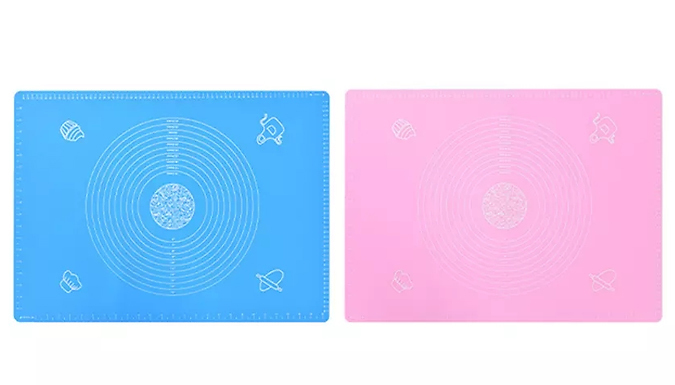 1 or 2-Pack of Non-Stick Silicone Baking Mats - 2 Colours & 2 Sizes