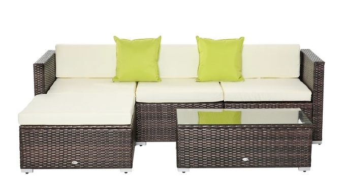 Outsunny Rattan Outdoor 4-Seater Sofa Set with Coffee Table