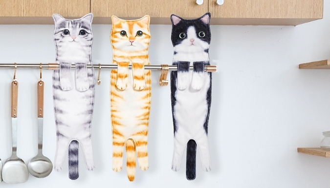 Adorable Cat-Shaped Hanging Hand Towels - 3 Designs!