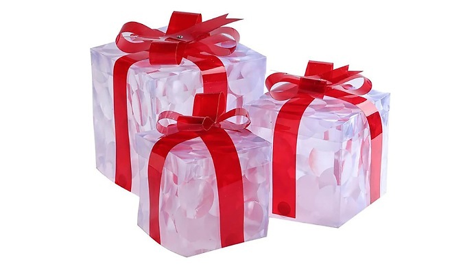 Set of 3 LED Christmas Present Lights - 2 Lighting Colours!
