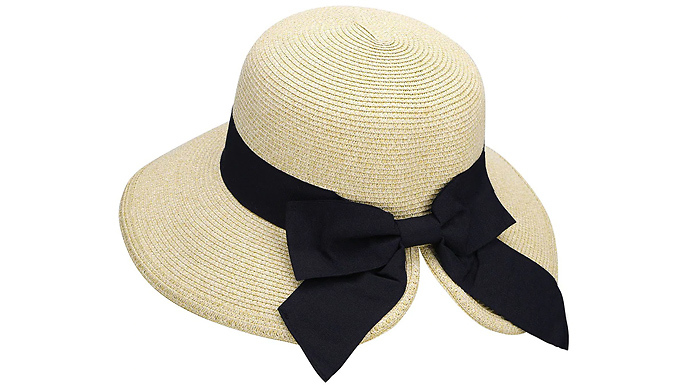 Women’s Wide Brim Beach Hat with Bow Deal Price £9.99