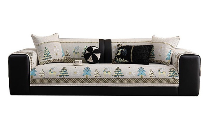 Christmas Print Anti-Slip Sofa Cushion Covers - 6 Colours & Sizes