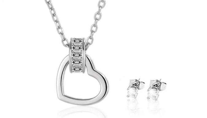 Eira Wen Heart Charm Pendant and Earring Set