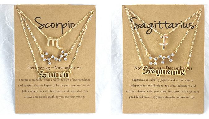 Set of 3 Zodiac Necklaces - 12 Options & 2 Colours