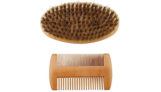 Beard Grooming Kit With Oval Brush & Beard Comb