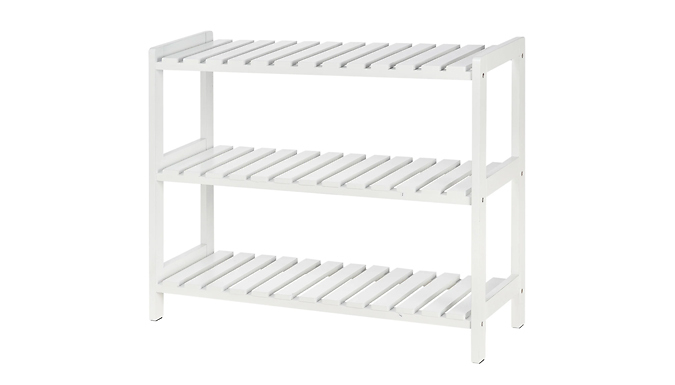 3-Tier Wooden Shoe Rack – White or Pine Deal Price £34.99