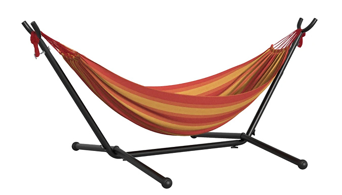 Striped Hammock with Metal Stand - 2 Colours