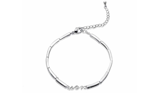 Natural Diamond Adjustable White-Gold Plated Bracelet