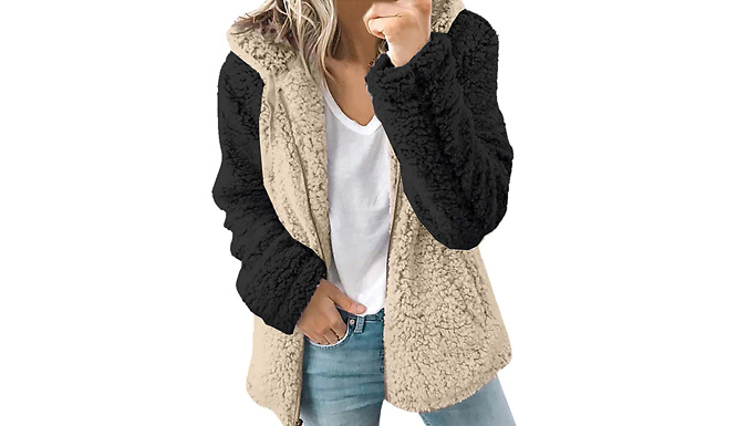 Women's Long Sleeve Fleece Hooded Coat - 5 Colours & 5 Sizes