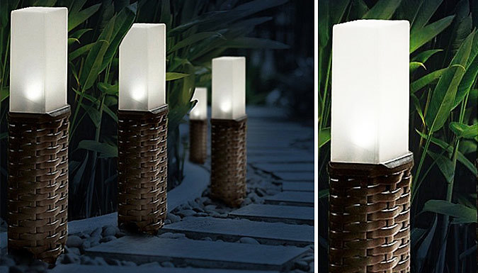 Rattan Solar Post Lamps - 2, 4 or 6-Pack