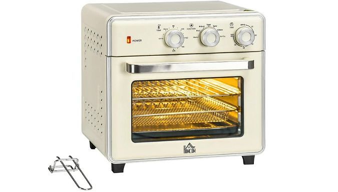 HOMCOM 7 in 1 Toaster Oven 21 Qt 4 Slice Convection Oven with Warm Broil  Toast Bake Air Fryer Setting 60min Timer Adjustable Thermostat 3 Crust  Shades and 4 Accessories 1550W for Countertop