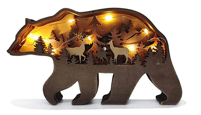 LED Forest Animal Wooden Light Ornament - 2 Designs