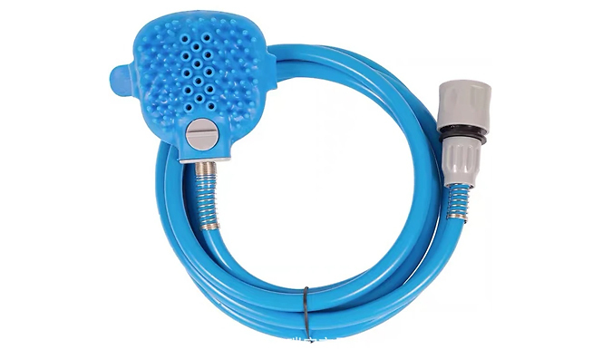 2-in-1 Pet Bath Tool With Adjustable Brush Glove & Hose