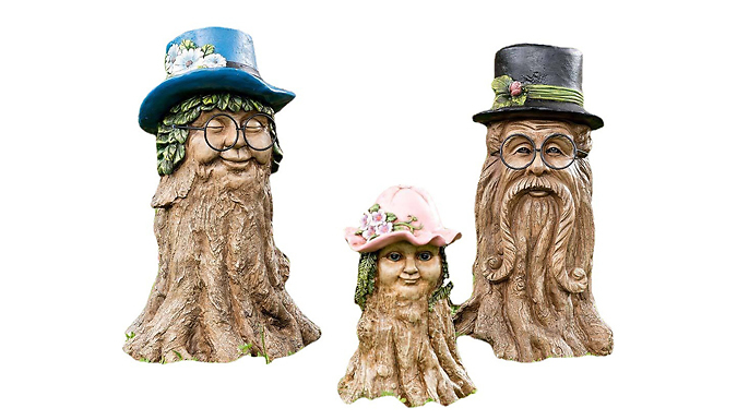 1, 2, or 3 Tree Stump Garden Sculptures - 3 Designs