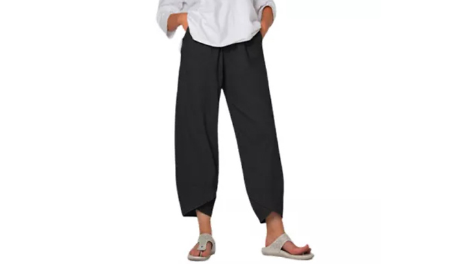 Women's Casual Tulip Hem Elastic Waist Trousers - 6 Colours & 5 Sizes