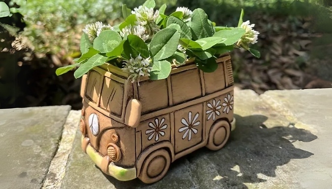 Hippie Camper Van Resin Planter from Go Groopie IE