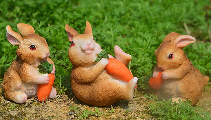 3 or 6 Pack Mini Rabbit Garden Statues - 2 Designs