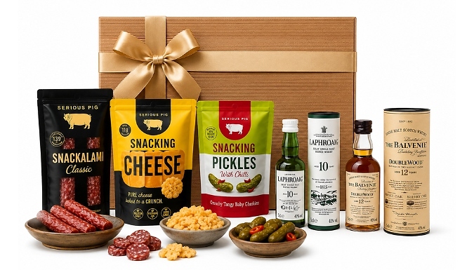 Whisky & Savoury Snacks Hamper Gift Set - Alcohol, Snacks & More!